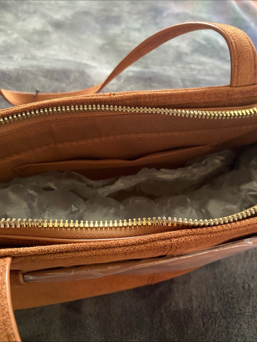 BE COOL Tan Suede Shoulder Bag with Bow Charm - Picture 5 of 10